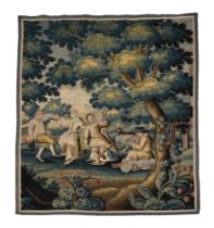 A FLEMISH BUCOLIC VERDURE TAPESTRY FRAGMENT, EARLY 18TH CENTURY