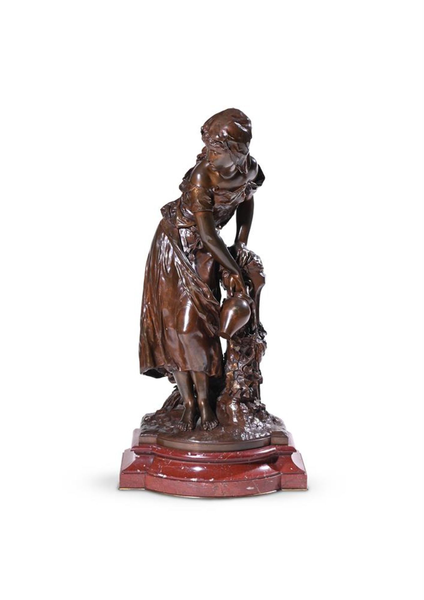 MATHURIN MOREAU (FRENCH 1822-1912), A BRONZE FIGURE OF THE WATER CARRIER, LATE 19TH OR EARLY 20TH