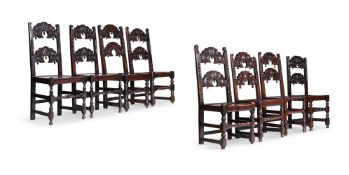A HARLEQUIN SET OF EIGHT DERBYSHIRE TYPE DINING CHAIRS, VARIOUS DATES 18TH AND 19TH CENTURY