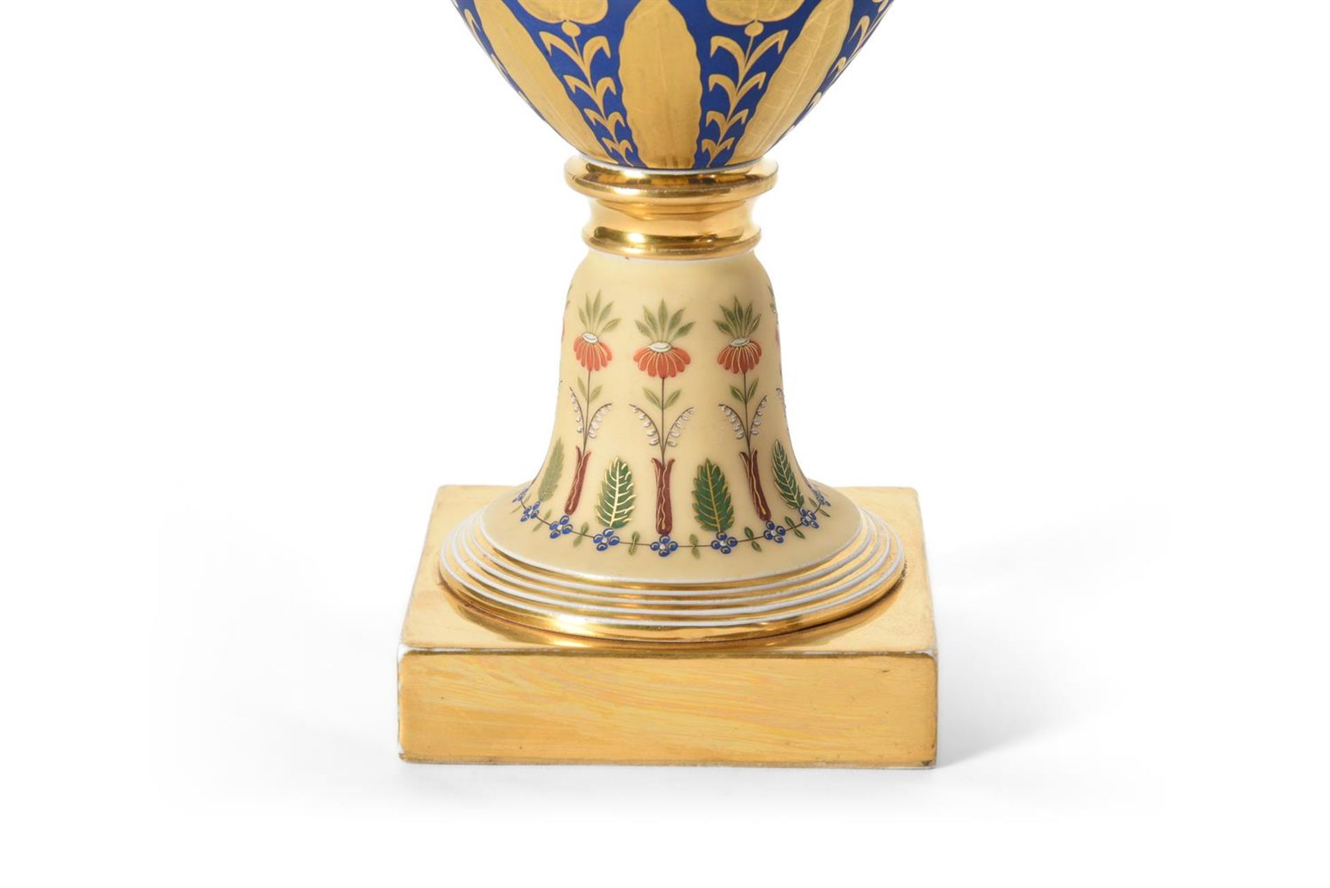 PAIR OF PARIS PORCELAIN (NAST) TWO-HANDLED EMPIRE-STYLE URNS, CIRCA 1820 - Image 3 of 4