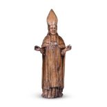 A CARVED SOFTWOOD MODEL OF A BISHOP POSSIBLY SPANISH, 19TH CENTURY