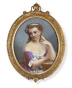 FRENCH SCHOOL (19TH CENTURY), YOUNG WOMAN IN A PURPLE DRESS