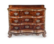 A SOUTH GERMAN WALNUT AND PARCEL GILT COMMODE, SECOND HALF 18TH CENTURY