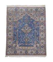 A TABRIZ PART SILK PRAYER RUG