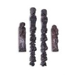 TWO PAIRS OF CARVED OAK FIGURAL MOUNTS