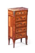 Y A FRENCH KINGWOOD AND MARQUETRY PETIT COMMODE IN LOUIS XV STYLE, LATE 19TH CENTURY