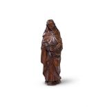 A LARGE CARVED LIMEWOOD FIGURE OF A PRAYING APOSTLE, NORTHERN EUROPEAN, 18TH OR 19TH CENTURY