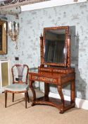 A DUTCH WALNUT AND MARQUETRY INLAID DRESSING TABLE, 19TH CENTURY