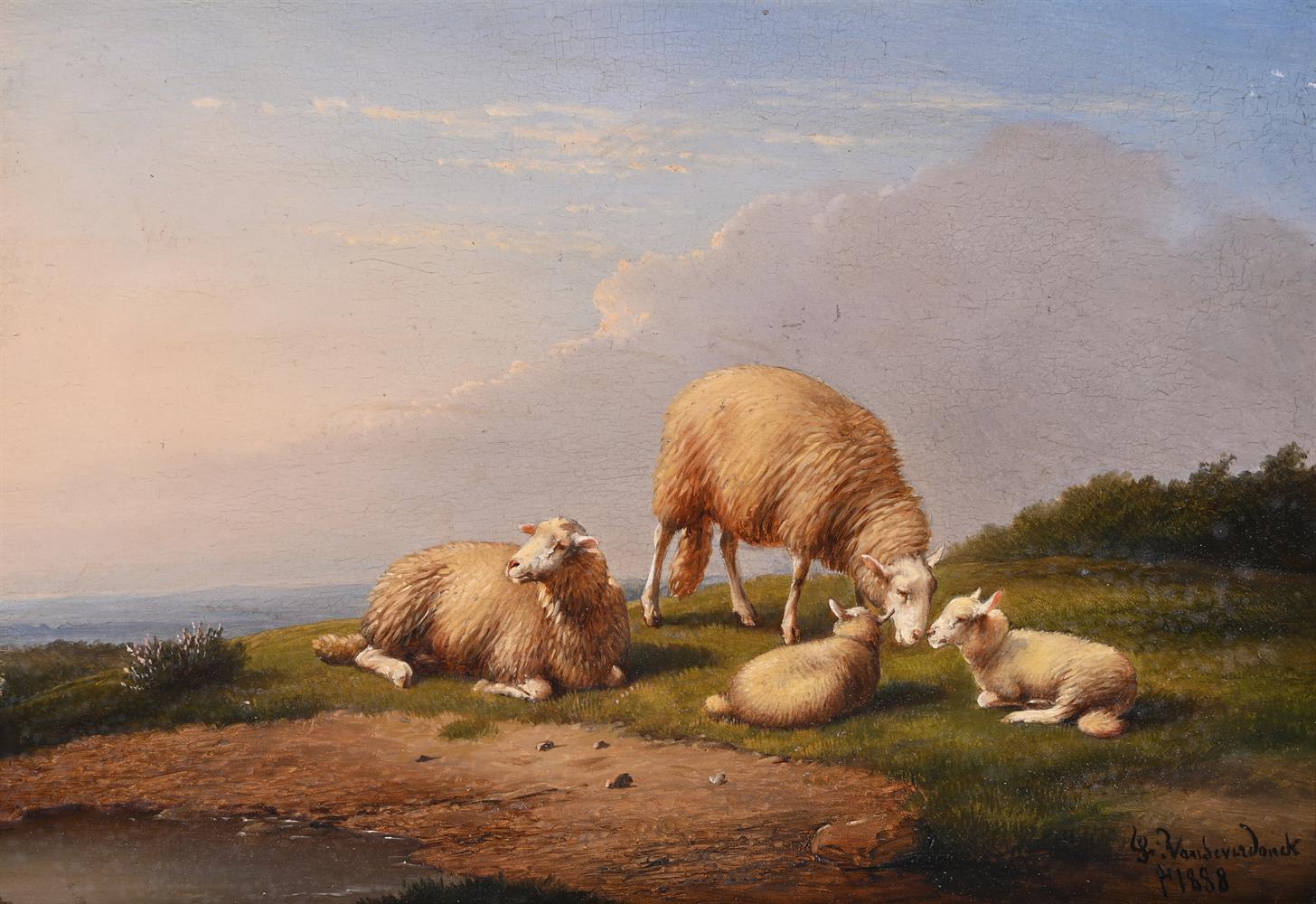 FRANZ VANSEVERDONCK (BELGIAN 1809-1889), HORSE AND SHEEP ON GRASSY HUMMOCKS - Image 2 of 4