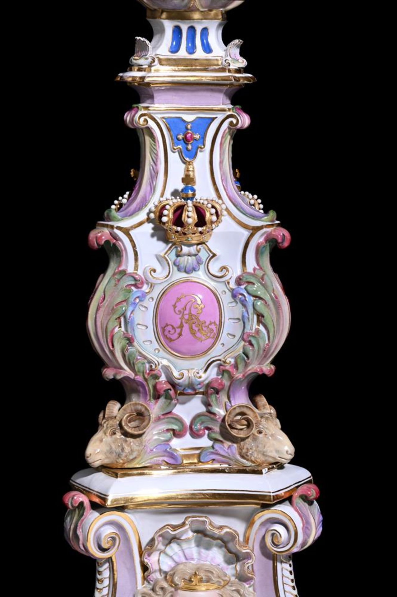 A LARGE PAIR OF MEISSEN PORCELAIN FLOOR STANDING CANDELABRA LATE 19TH CENTURYAfter a pair made for - Image 5 of 9