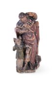 A CARVED AND POLYCHROME FIGURAL GROUP, POSSIBLY SWISS TYROL, EARLY 19TH CENTURY