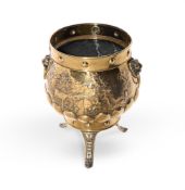 A DUTCH BRASS AND REPOUSSÉ LOG BUCKET, LATE 19TH CENTURY