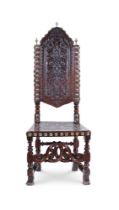 AN IBERIAN WALNUT AND LEATHER UPHOLSTERED SIDE CHAIR, LATE 17TH CENTURY