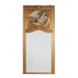 A FRENCH GILTWOOD WALL MIRROR IN TRUMEAU STYLE, LATE 19TH OR EARLY 20TH CENTURY