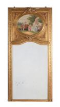 A FRENCH GILTWOOD WALL MIRROR IN TRUMEAU STYLE, LATE 19TH OR EARLY 20TH CENTURY