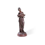 AFTER GAUDEZ AND A MOREAU, A LARGE BRONZE GROUP OF A MOTHER AND CHILD, FRENCH