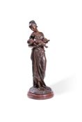 AFTER GAUDEZ AND A MOREAU, A LARGE BRONZE GROUP OF A MOTHER AND CHILD, FRENCH
