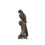AN ANIMALIER BRONZE OF A PARROT ON A TREE STUMP POSSIBLY AUSTRIAN, LATE 19TH CENTURY