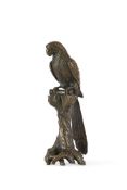 AN ANIMALIER BRONZE OF A PARROT ON A TREE STUMP POSSIBLY AUSTRIAN, LATE 19TH CENTURY