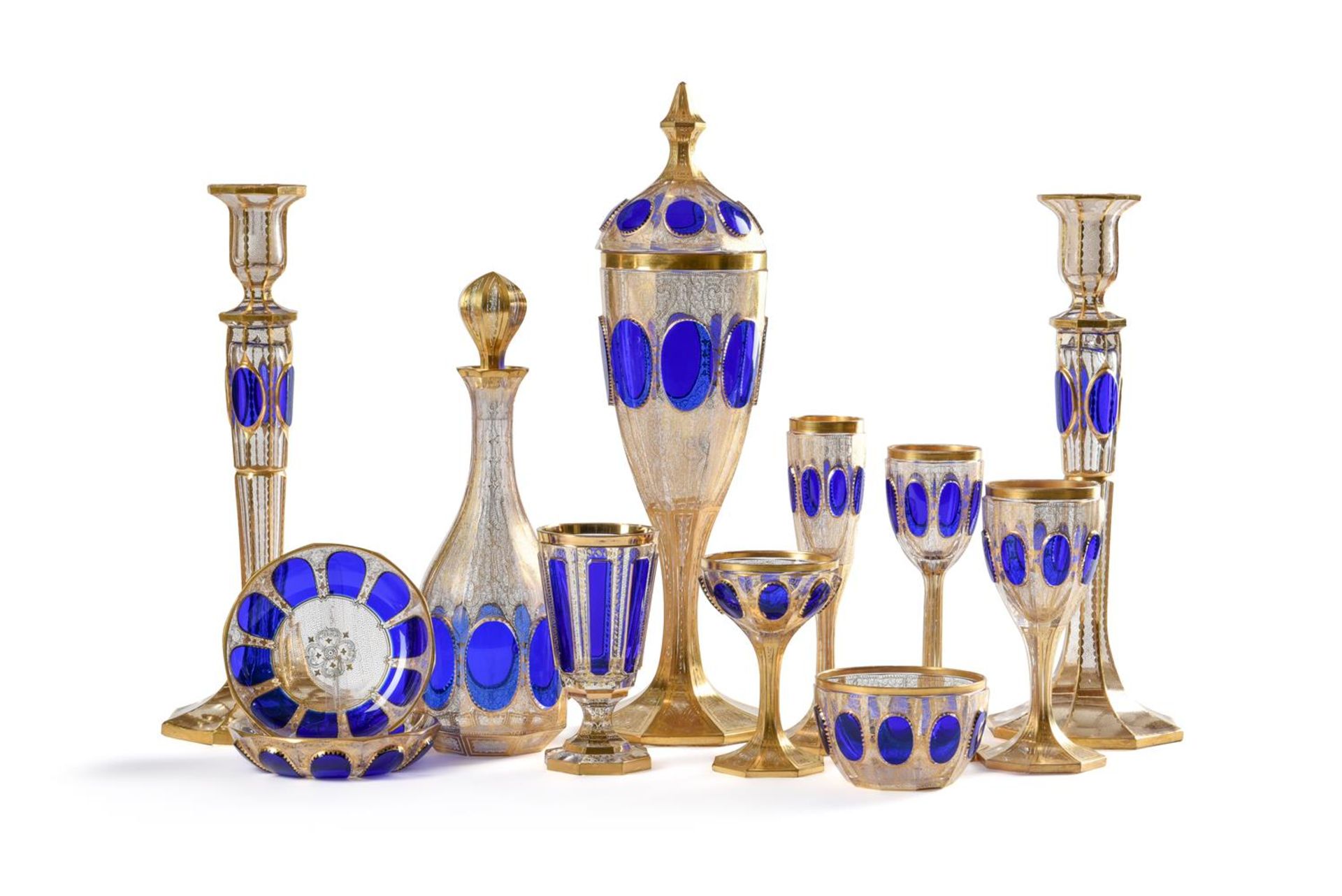 A VENETIAN CLEAR GLASS WITH BLUE FLASHED CABOUCHONS, MID 20TH CENTURY - Image 2 of 2