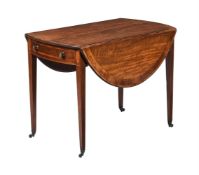 A GEORGE III MAHOGANY AND CROSSBANDED OVAL PEMBROKE TABLE