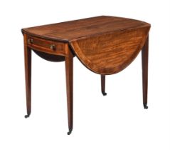 A GEORGE III MAHOGANY AND CROSSBANDED OVAL PEMBROKE TABLE