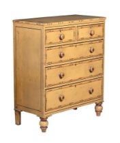 A VICTORIAN PAINTED FAUX BAMBOO CHEST OF DRAWERS