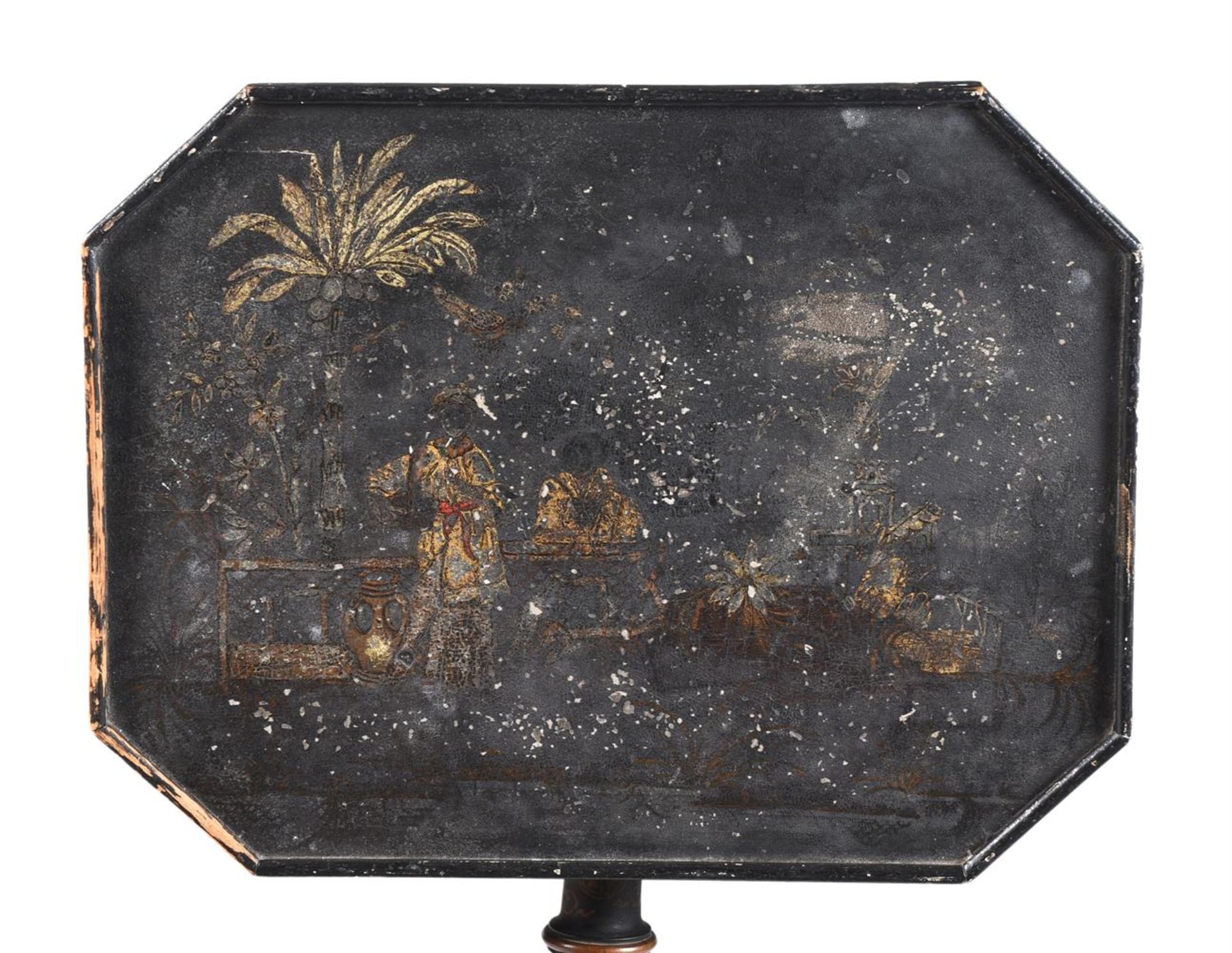 A REGENCY BLACK LACQUER AND PARCEL GILT CHINOISERIE DECORATED TRIPOD TABLE - Image 2 of 2