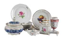 A SELECTION OF MOSTLY OUTSIDE DECORATED MEISSEN PORCELAIN