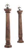 A PAIR OF INDIAN CARVED HARDWOOD COLUMNS