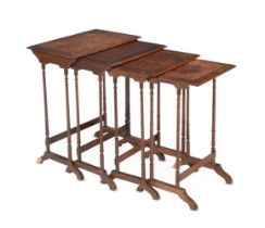 Y A NEST OF VICTORIAN ROSEWOOD AND PARQUETRY QUARTETTO TABLES
