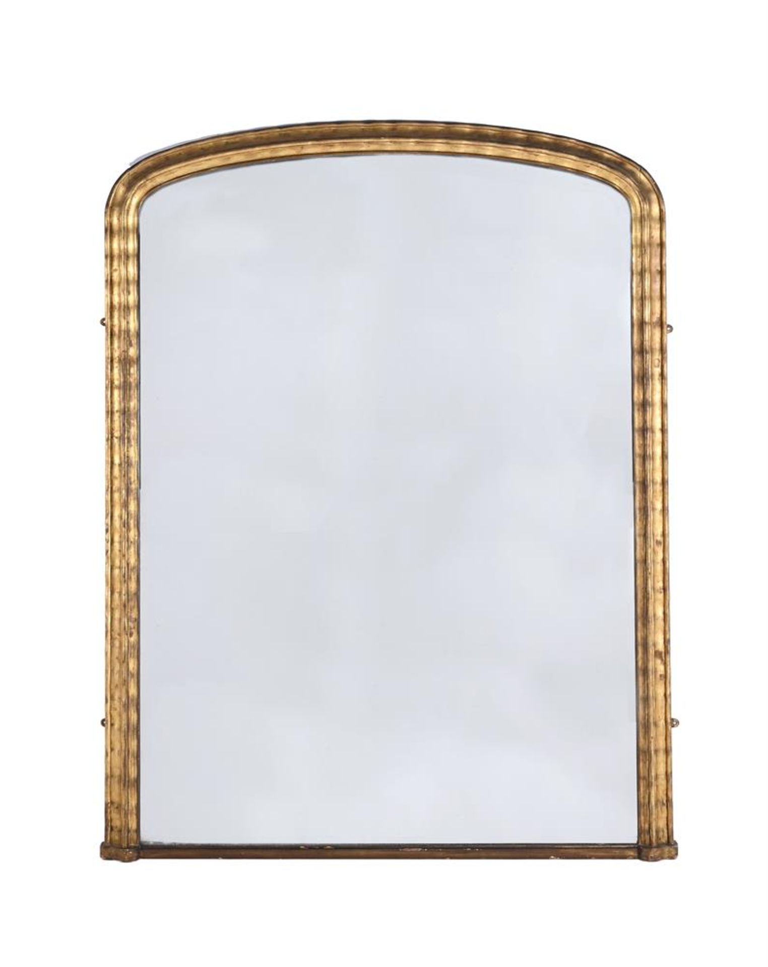 A VICTORIAN GILTWOOD OVERMANTEL WALL MIRROR