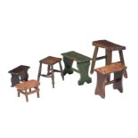 A GROUP OF SIX ASSORTED STOOLS