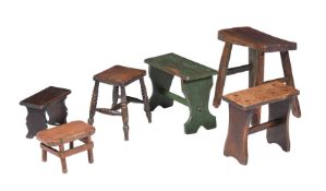 A GROUP OF SIX ASSORTED STOOLS