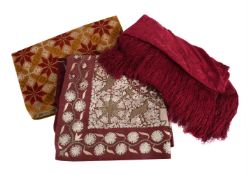 A GROUP OF TEXTILES, INCLUDING AN INDIAN EMBROIDERY