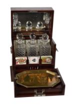 A LATE VICTORIAN MAHOGANY AND INLAID GAMES COMPENDIUM AND TANTALUS