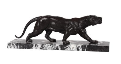 AFTER DEMETRE CHIPARUS (1886-1947), A BRONZE MODEL OF A PROWLING PANTHER IN ART DECO TASTE