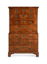 A GEORGE III WALNUT CHEST ON CHEST