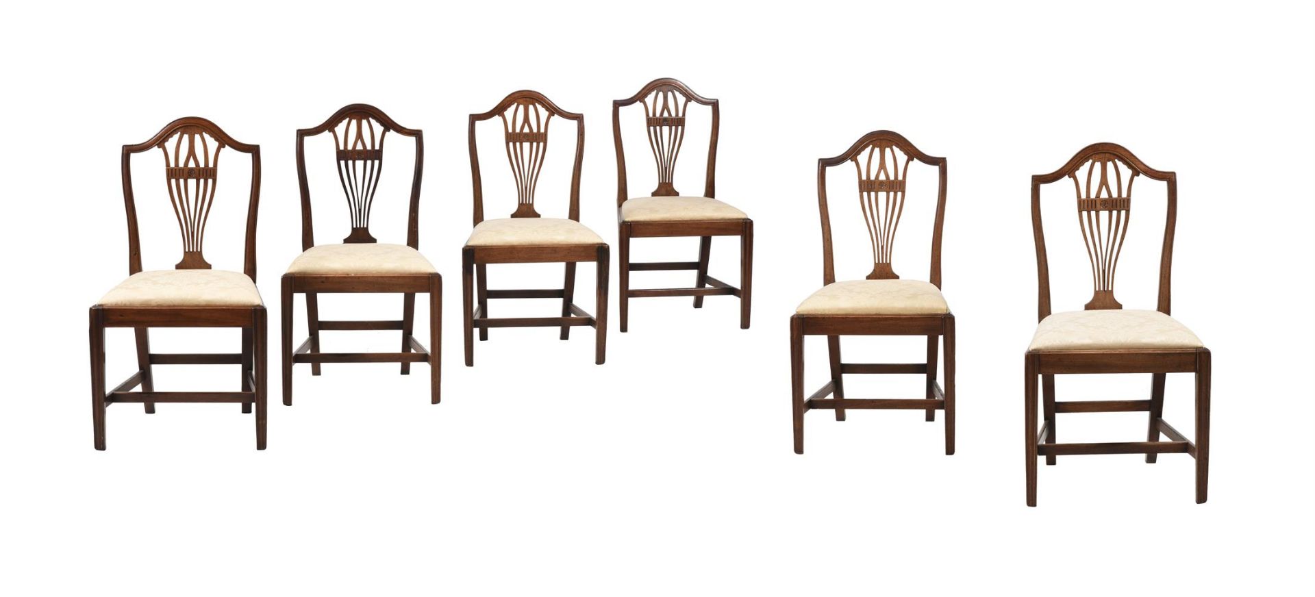 A SET OF SIX MAHOGANY DINING CHAIRS IN GEORGE III STYLE