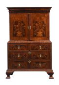 Y A WALNUT, CALAMANDER, ROSEWOOD AND MARQUETRY CABINET ON STAND