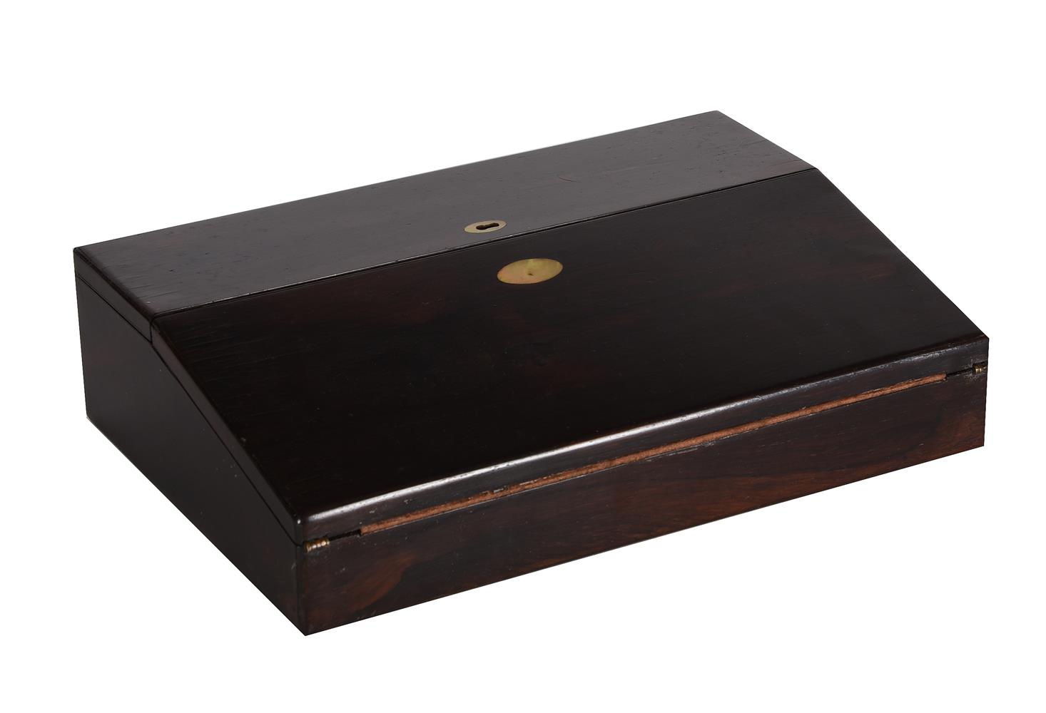 Y A VICTORIAN ROSEWOOD AND MOTHER-OF-PEARL INLAID WRITING SLOPE - Image 2 of 2
