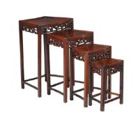 A SET OF CHINESE HARDWOOD QUARTETTO TABLES