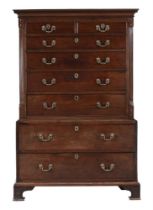 A GEORGE III MAHOGANY CHEST ON CHEST