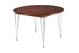 Y HANS BRATTRUD, NORWAY, A ROSEWOOD AND CHROME PLATED DINING TABLE