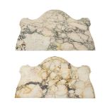 TWO SIMILAR BRECHE VIOLETTE MARBLE TABLE TOPS