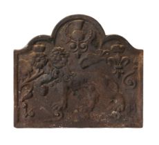 A GEORGE III CAST IRON HERALDIC FIREBACK