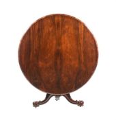Y A WILLIAM IV ROSEWOOD CIRCULAR CENTRE TABLE
