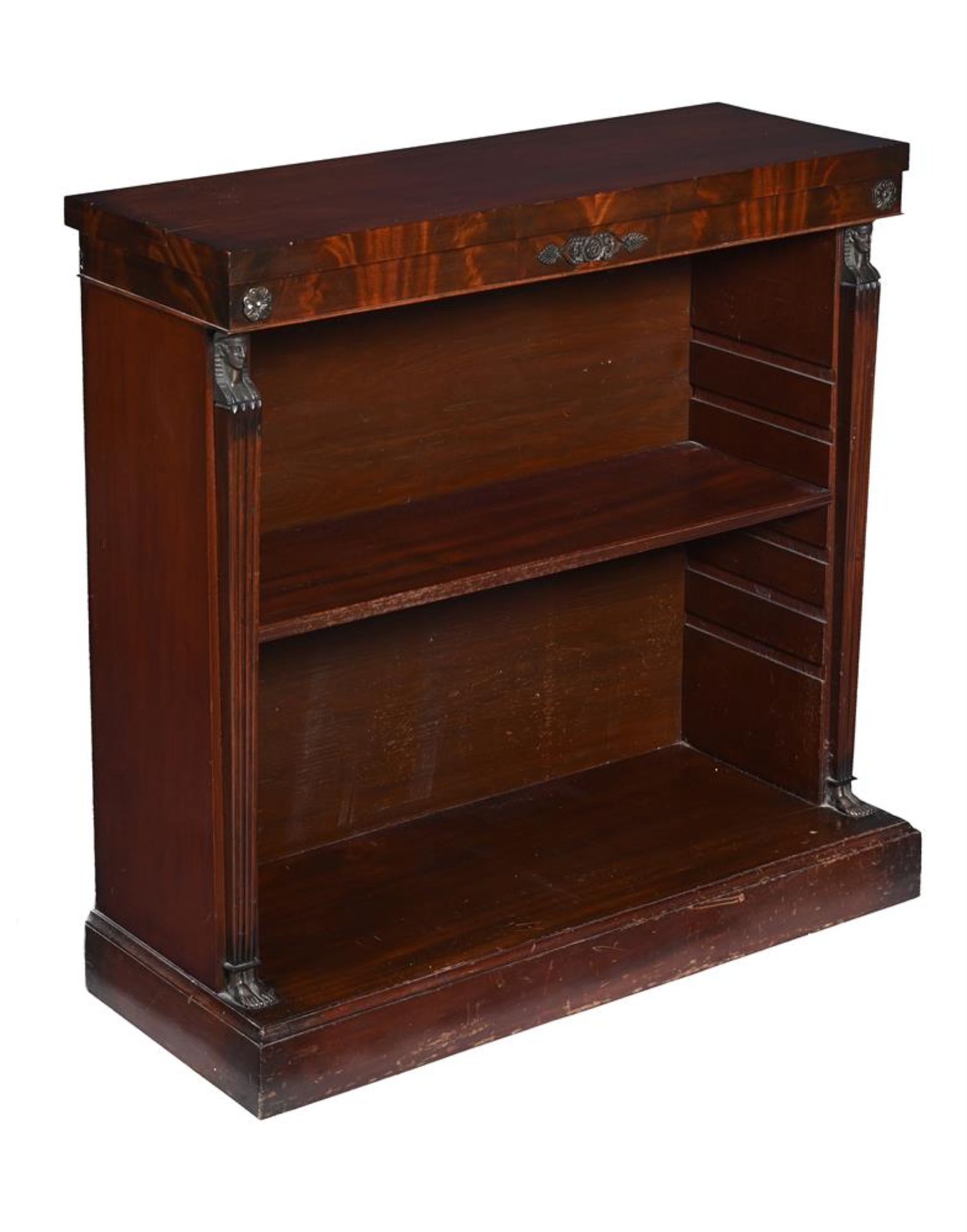 A PAIR OF SMALL MAHOGANY AND GILT METAL MOUNTED OPEN BOOKCASES, IN EMPIRE STYLE - Bild 2 aus 4