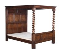 AN OAK FOUR POST 'TESTER' BED IN LATE 17TH CENTURY STYLE