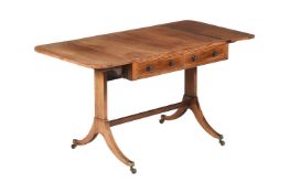Y A ROSEWOOD AND CROSSBANDED SOFA TABLE